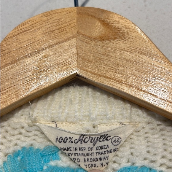 Vintage Acrylic Embroidered Floral Sweater Cardigan Made in Korea Size M - L - Picture 10 of 13